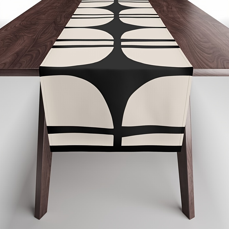 

Mid-century Modern Geometric Table Runner: Black And For Dining Room, Kitchen, Or Outdoor Decor - Suitable For Family Gatherings And Parties