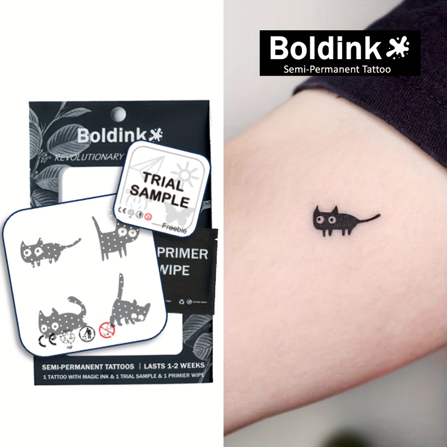 

Boldink Revolutionary Semi-permanent Tattoo Stickers - Realistic Cat Design, Waterproof & Long-lasting, Natural Plant Formula, Perfect For Minimalist Looks