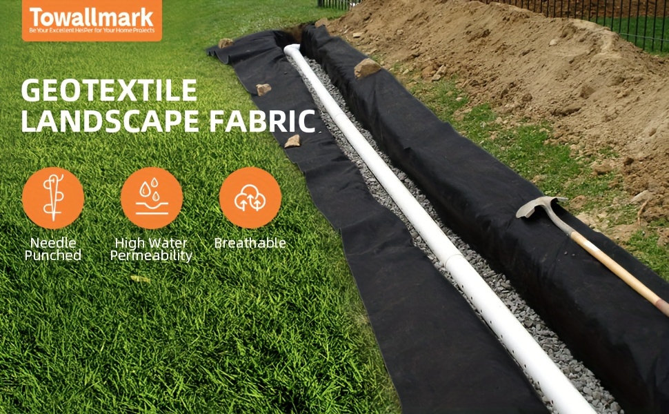 thumbnail image 2 of 6oz Geotextile Fabric 4x100ft - Landscape Drainage Fabric For Driveway & Erosion Control 2 of 14