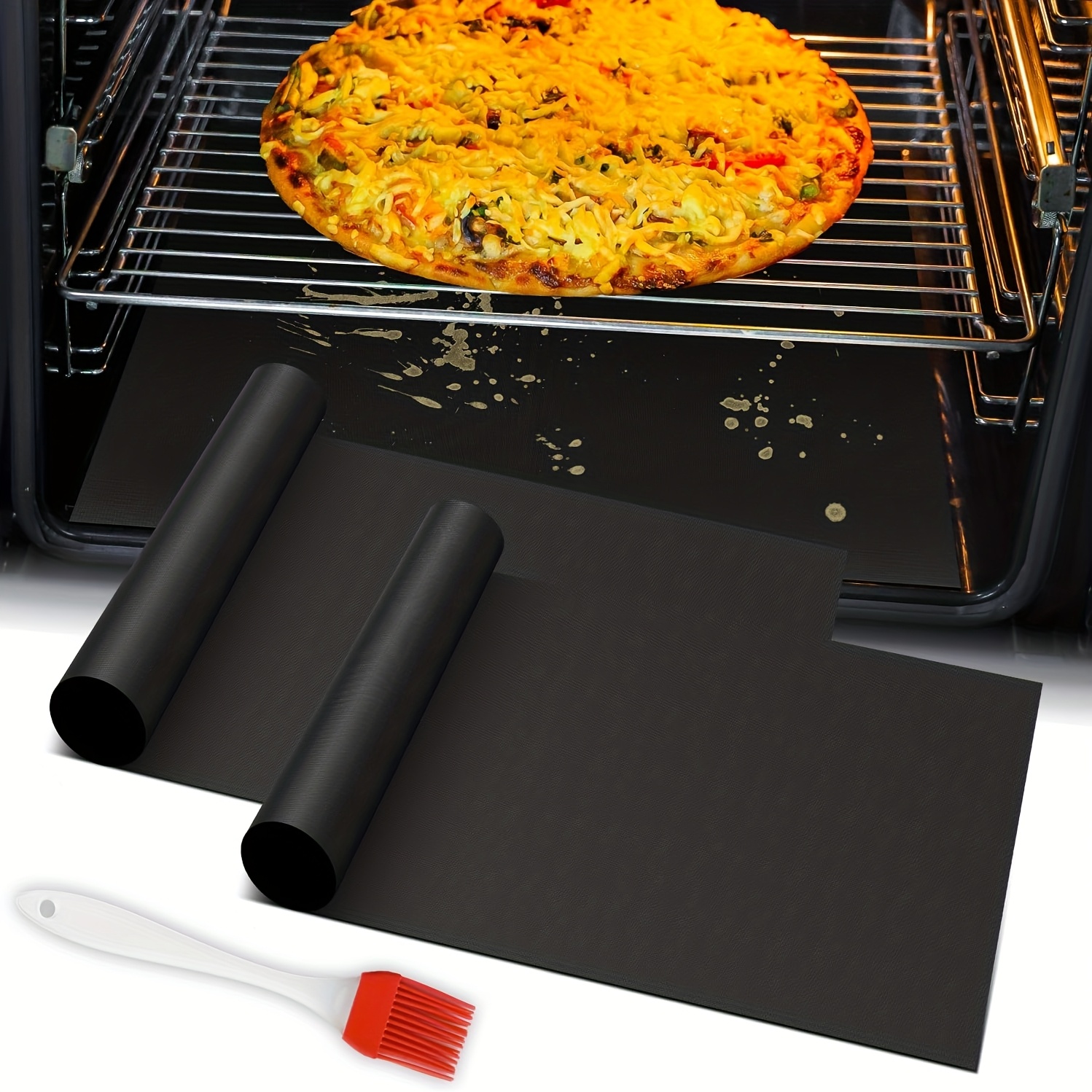 TEMU Oven Liners For Bottom Of Oven, 2 Pack Reusable Large Thick Heavy Duty Oven Mat Set, Non Stick Oven Mats For Bottom Of Electric Oven Gas Oven