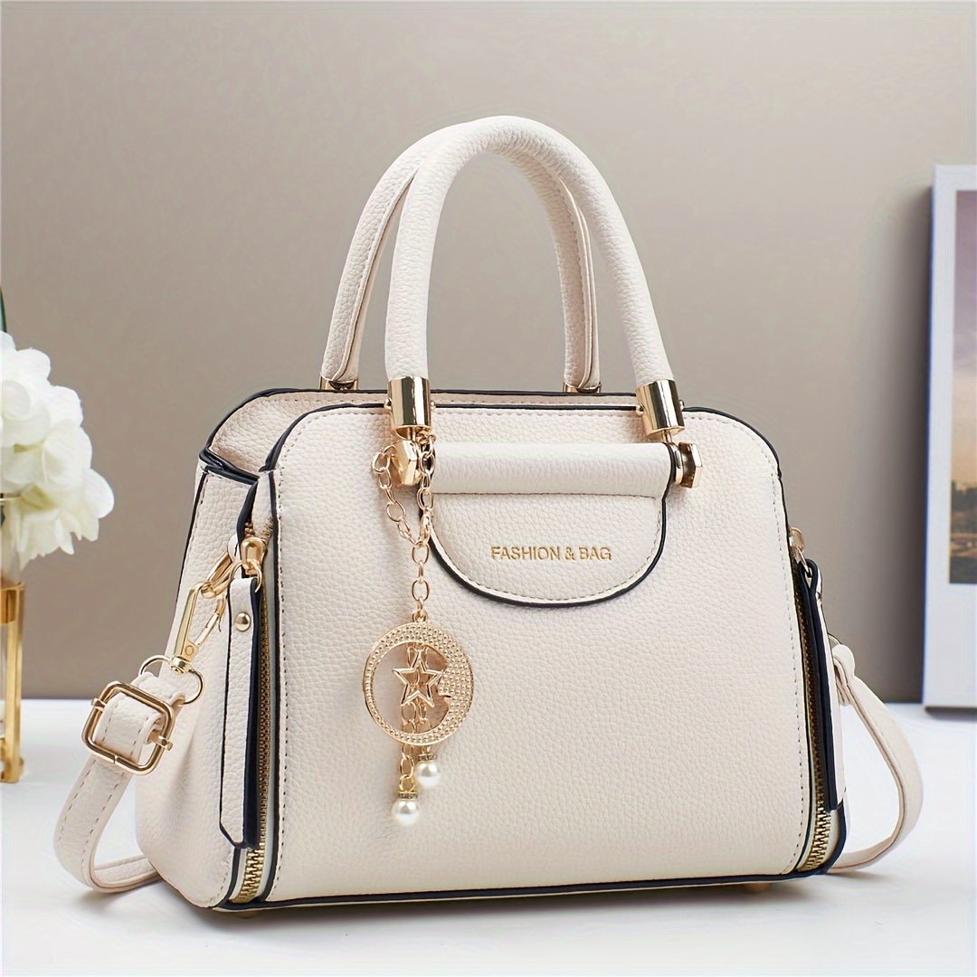 

Elegant Fashion Top-handle Handbag For Women, Pu Leather Shoulder Bag With Zipper Closure, Professional Dry Clean, Polyester Lining, Solid Color, Taizhou Production