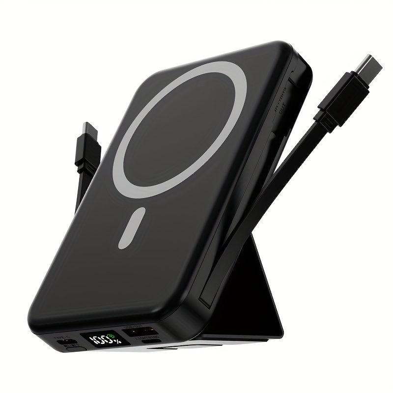 10000mah mobile   w magnetic charging treasure   with convenient dual cable with   display stand mobile   charge 5 devices at   time   with stand   on the plane