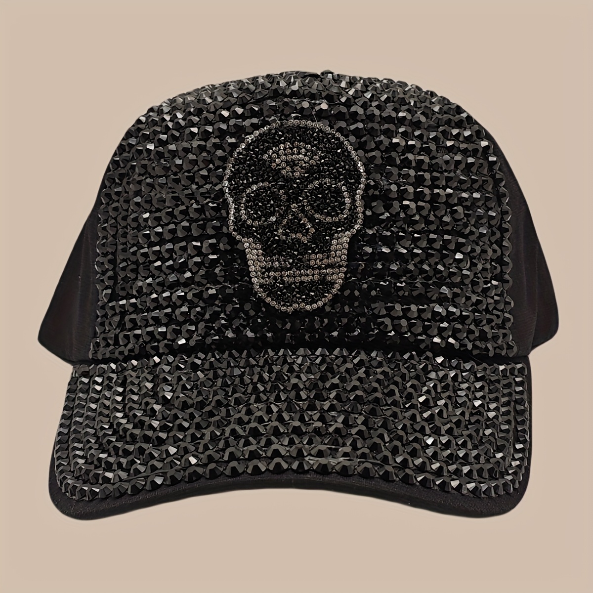 Image of 1pc Skull Baseball Cap Trucker Hat, Spring Summer Outdoor Activities Fashion Trendy Sun Hat, Studded Hip-hop Cap