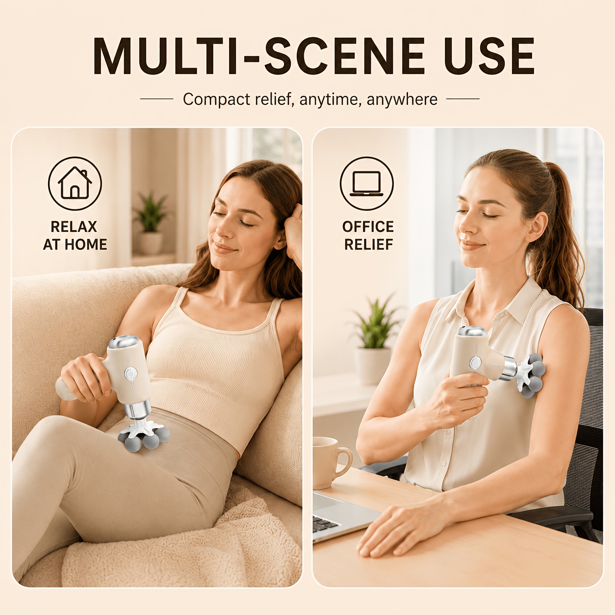 7-Head Rechargeable Massager Gun/10 Interchangeable Heads & USB/Quiet Portable Muscle Massager/Full Body, Ergonomic Back Massager/Travel, Gym, Athletes/Ideal Gift for Muscle