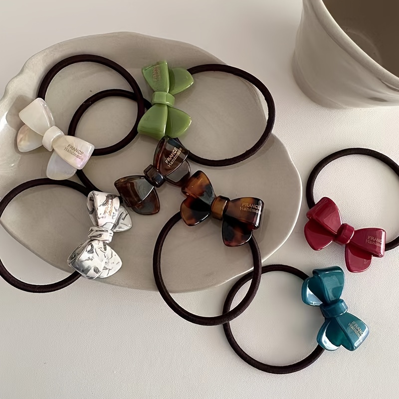 

Cute Bowknot Decorative Hair Loop Hair Tie Trendy Non Slip Ponytail Holder For Women And Daily Use Wear