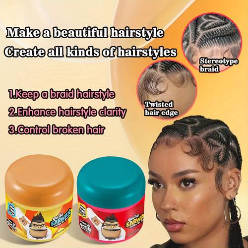 Gorilla Earwax Edge Control Hair Wax 300g, Strong Hold for Braids, Twists, Curls - Moisturizing Styling Gel with Strawberry Fragrance for Normal Hair Type