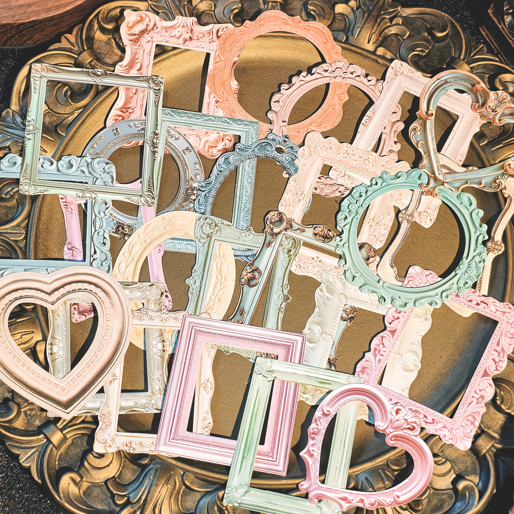 TEMU 25pcs Colorful Vintage Photo Frame Stickers, Assorted Shapes For Scrapbooking, Diy Crafts & Home Decor Scrapbook Embellishments