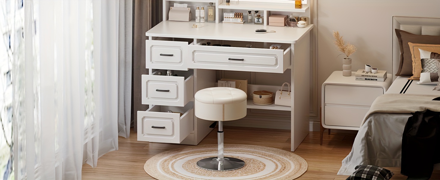 slim fit dress slacks Faux Leather Chic Makeup Table and Vanity Stool Set Premium Faux Leath main image 0