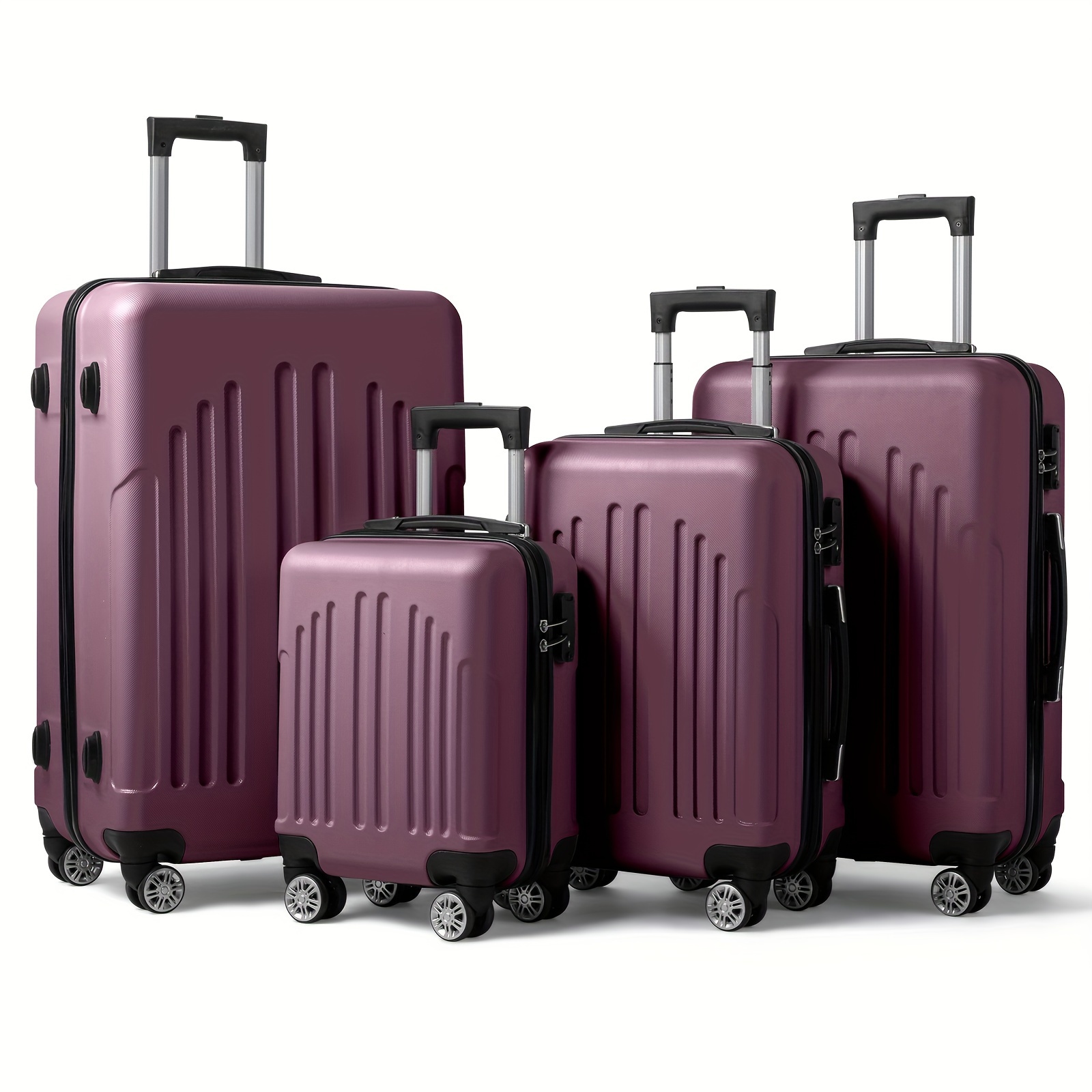 

4pcs Luggage Set Abs Hard Shell Suitcase Luggage Sets Double Wheels With Purple Orchid