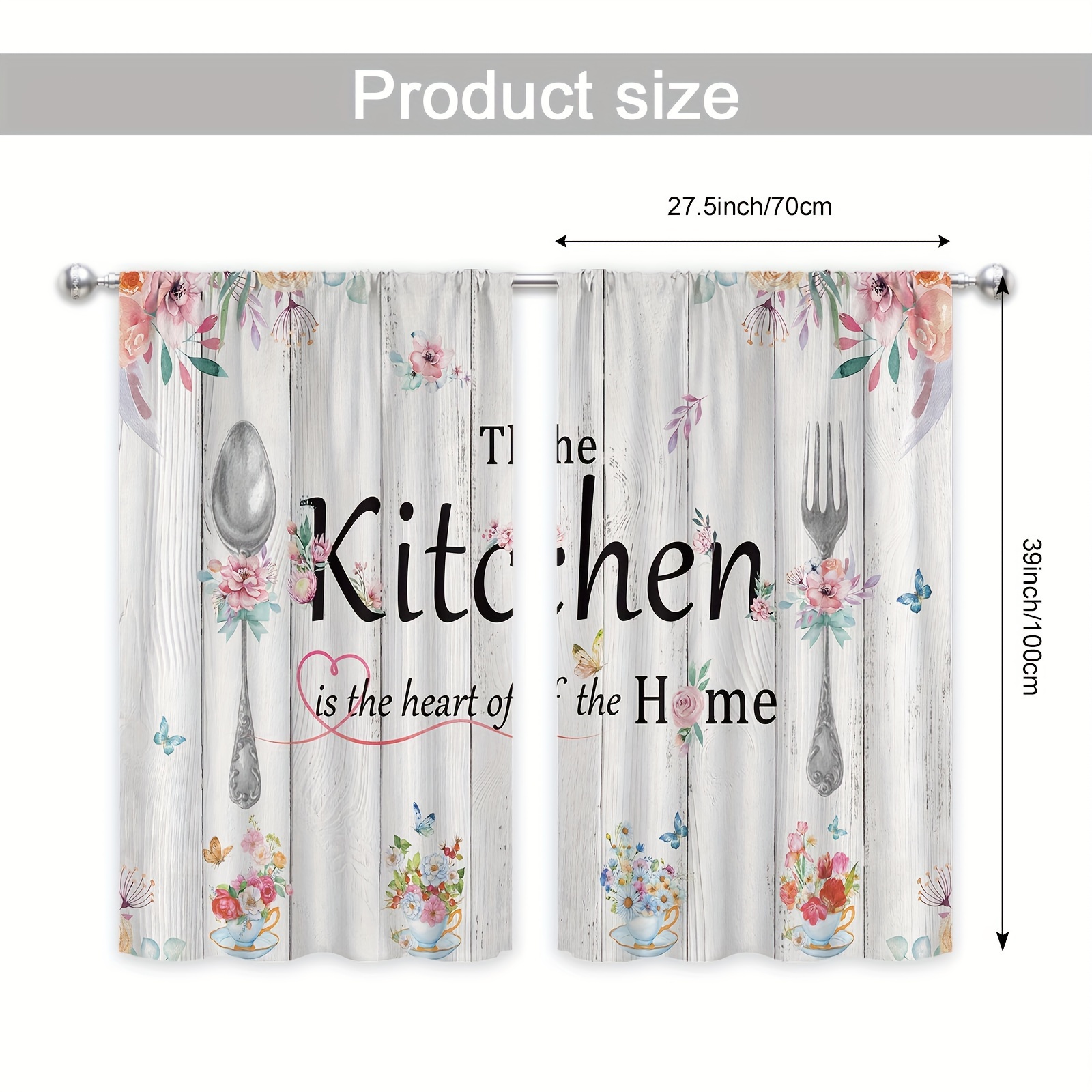 Farmhouse Kitchen Curtains Short Small Rustic Fork Spoon - Temu