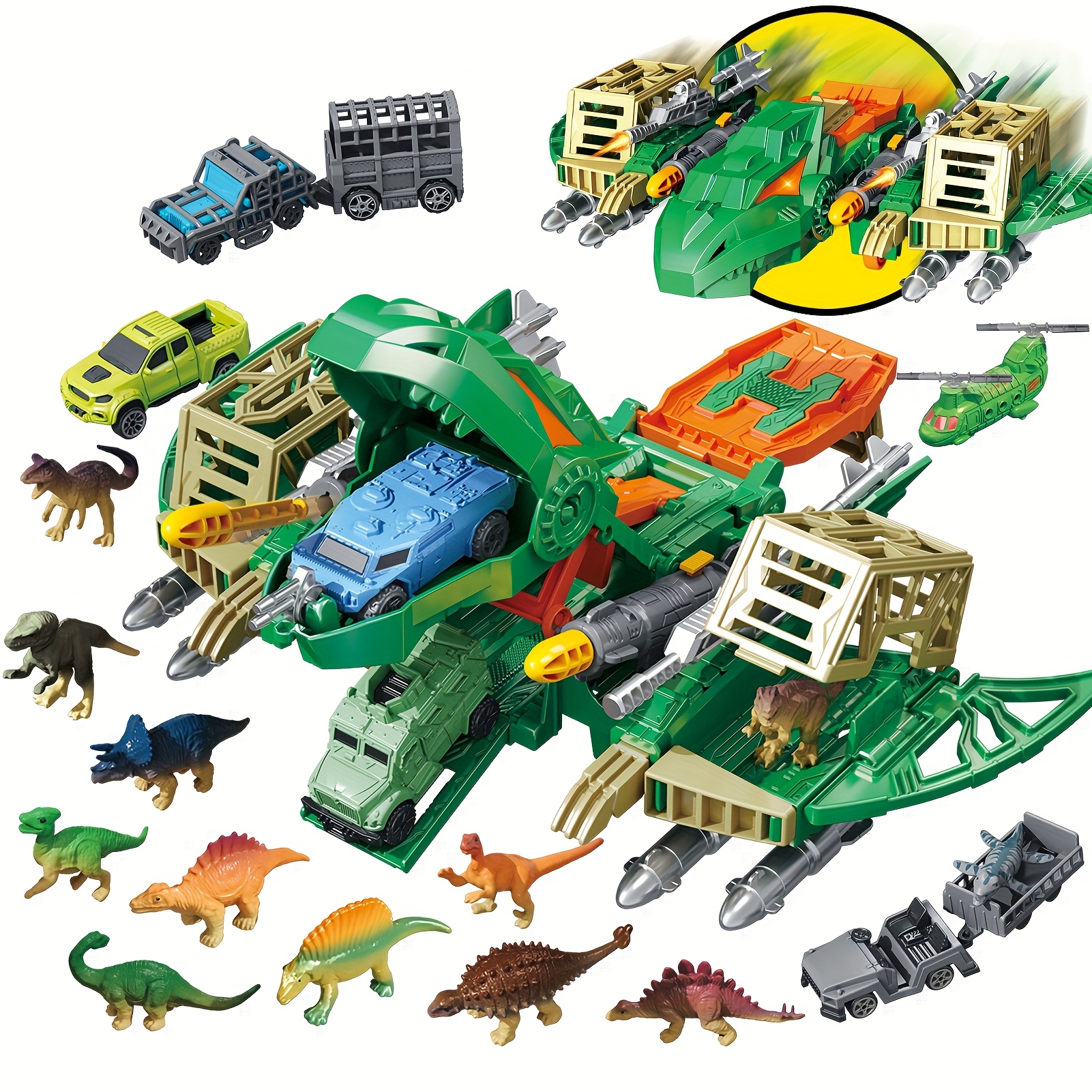 Ykanzz Dinosaur Toy Set - 11 Soft Plastic Dino Figures With Movable Heads & Mystery Egg For Kids 4-7