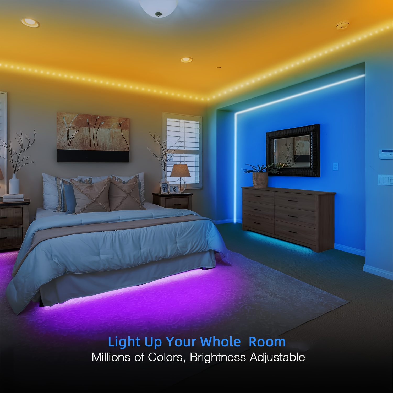 5m 10m 15m 20m 30m led strip lights for bedroom decor remote and app control rgb strip lights with timing function music sync color changing lights usb powed for bedside room living decor party decor lights tv background light Product details 2
