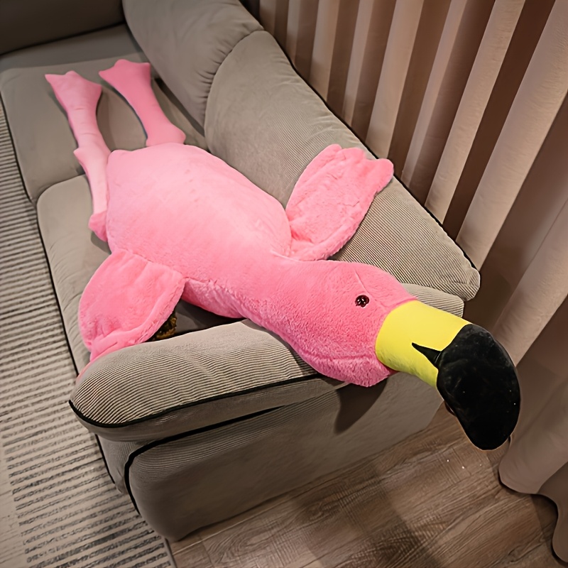 Image of 180cm/70.87in Giant Flamingos White And Red Plush Doll Soft Plush Toys Flamingos Throw Pillow Cartoon Home Supplies Cuddle Partner Birthday Halloween Easter Festivals Perfect Gifts For Kids