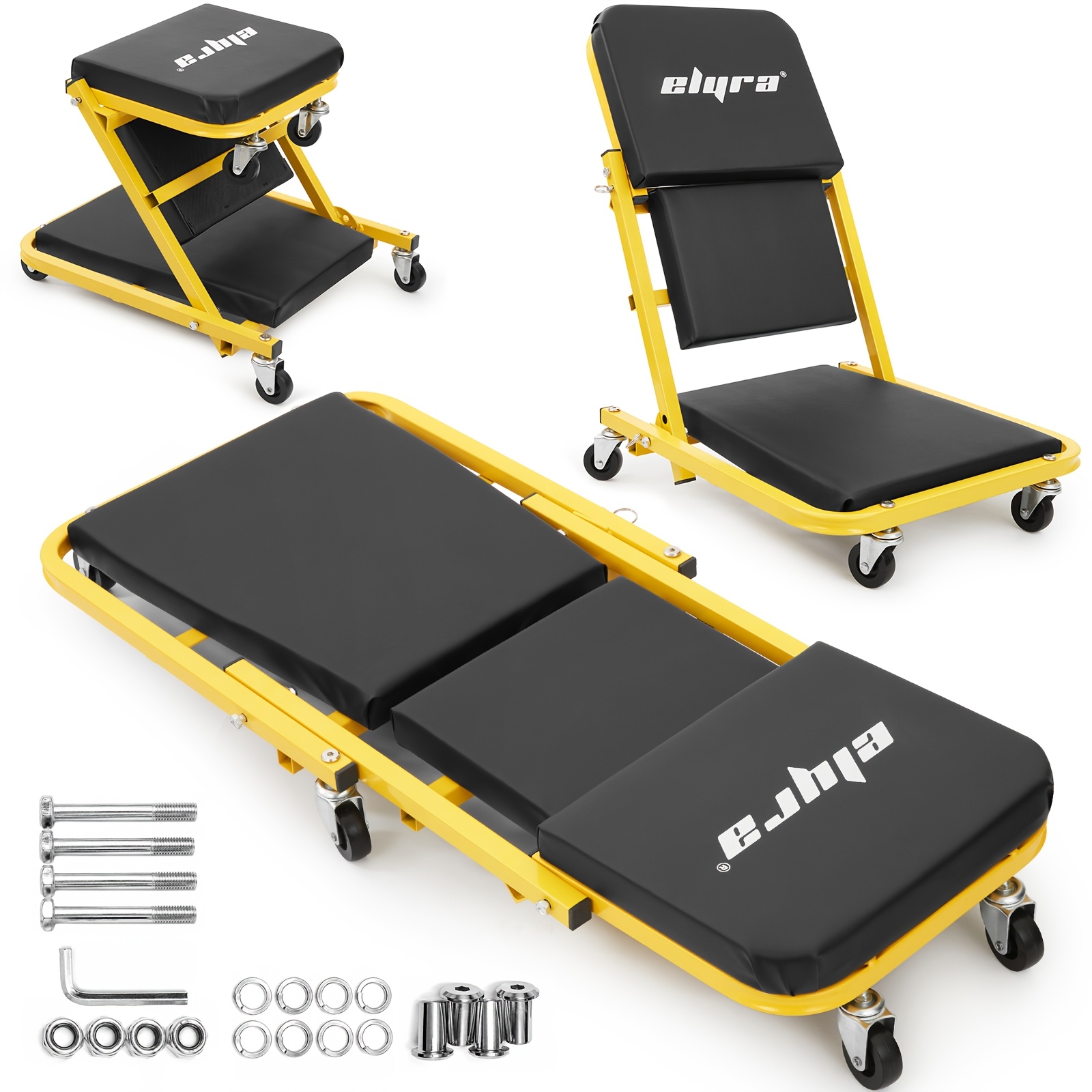 TEMU 3-in-1 Modular Rolling Platform With 6 Swivel Casters, 360 Degree Rotation; Workshop Leisure Recliner Cart; Rolling Chair; Combines Chair,
