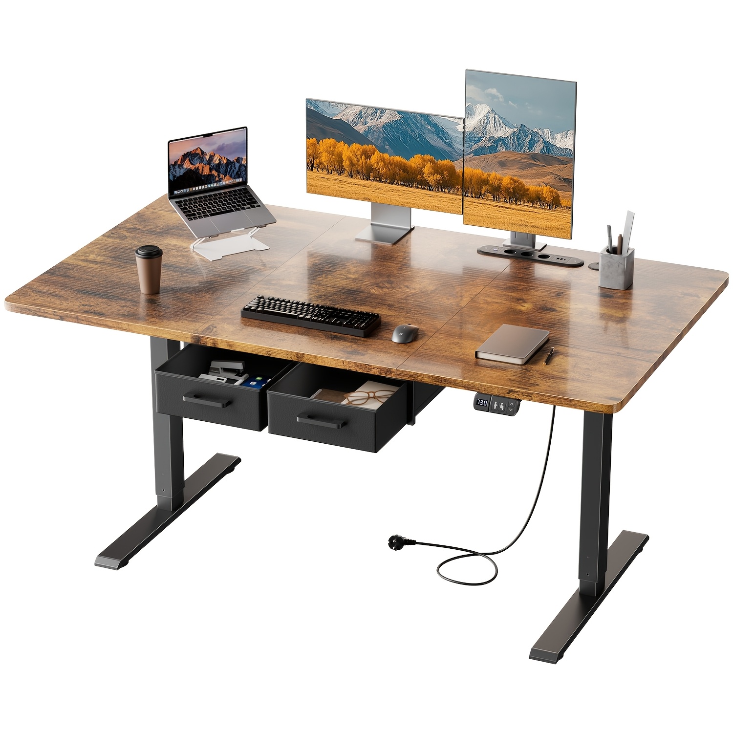 TEMU Home Gaming Electric Standing Desk, Home Office Adjustable Height Computer Table With Built-in Power Outlet, Home Pc Desk With Memory Buttons, 2