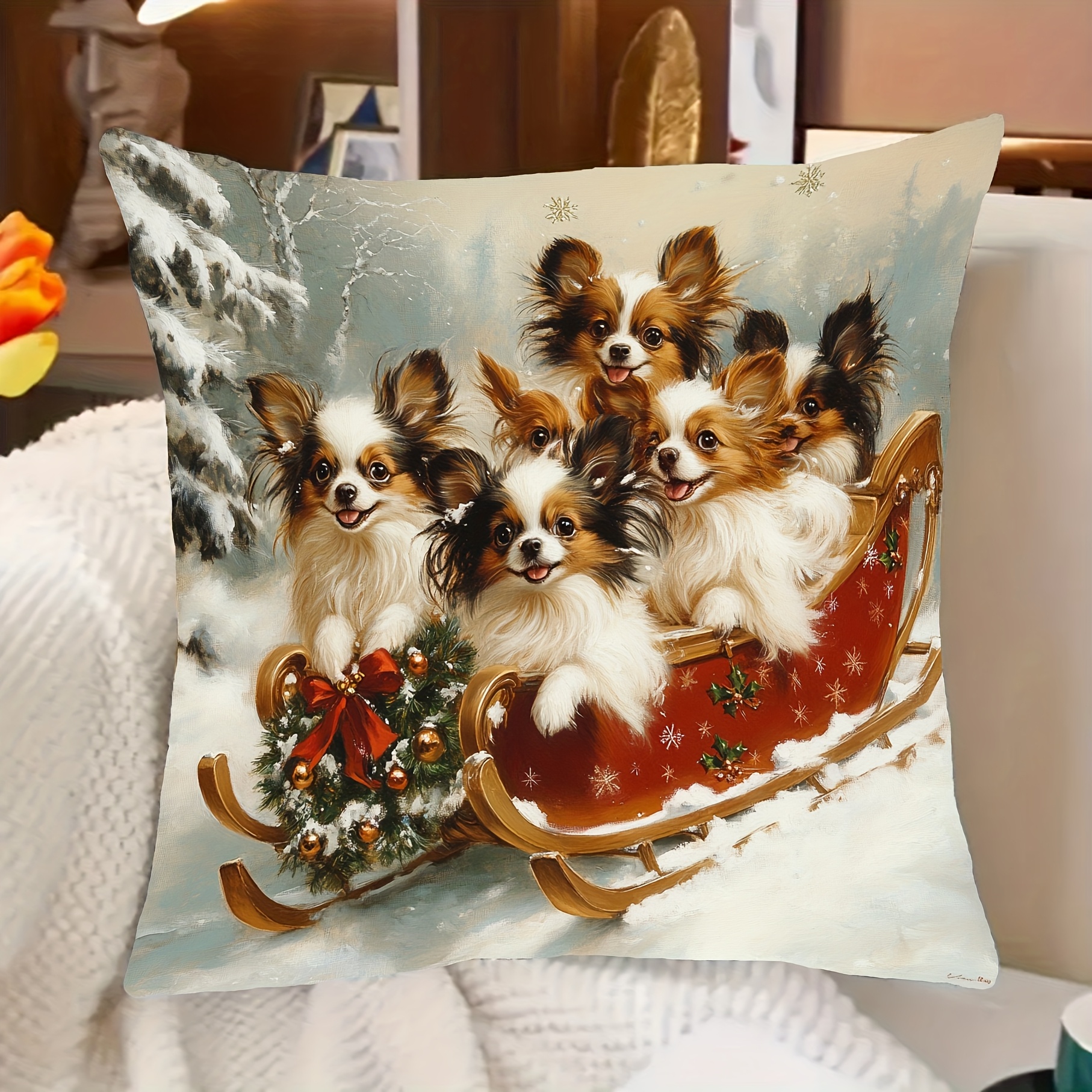 

1pc Christmas , 18x18 , , , , Polyester, Decorative For , , Decor - No Included