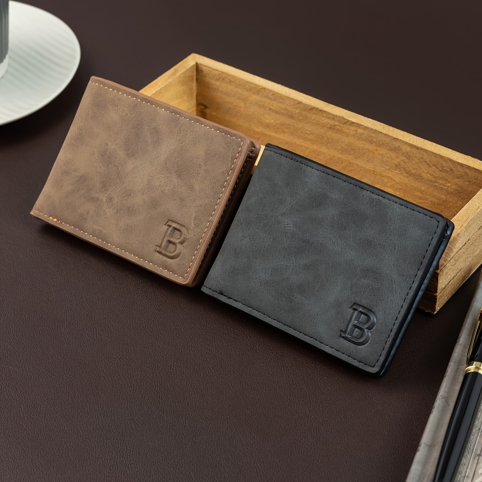 

Vintage-style Men's Pu Leather Wallet With Multiple Card Slots, Classic Design, Single Piece