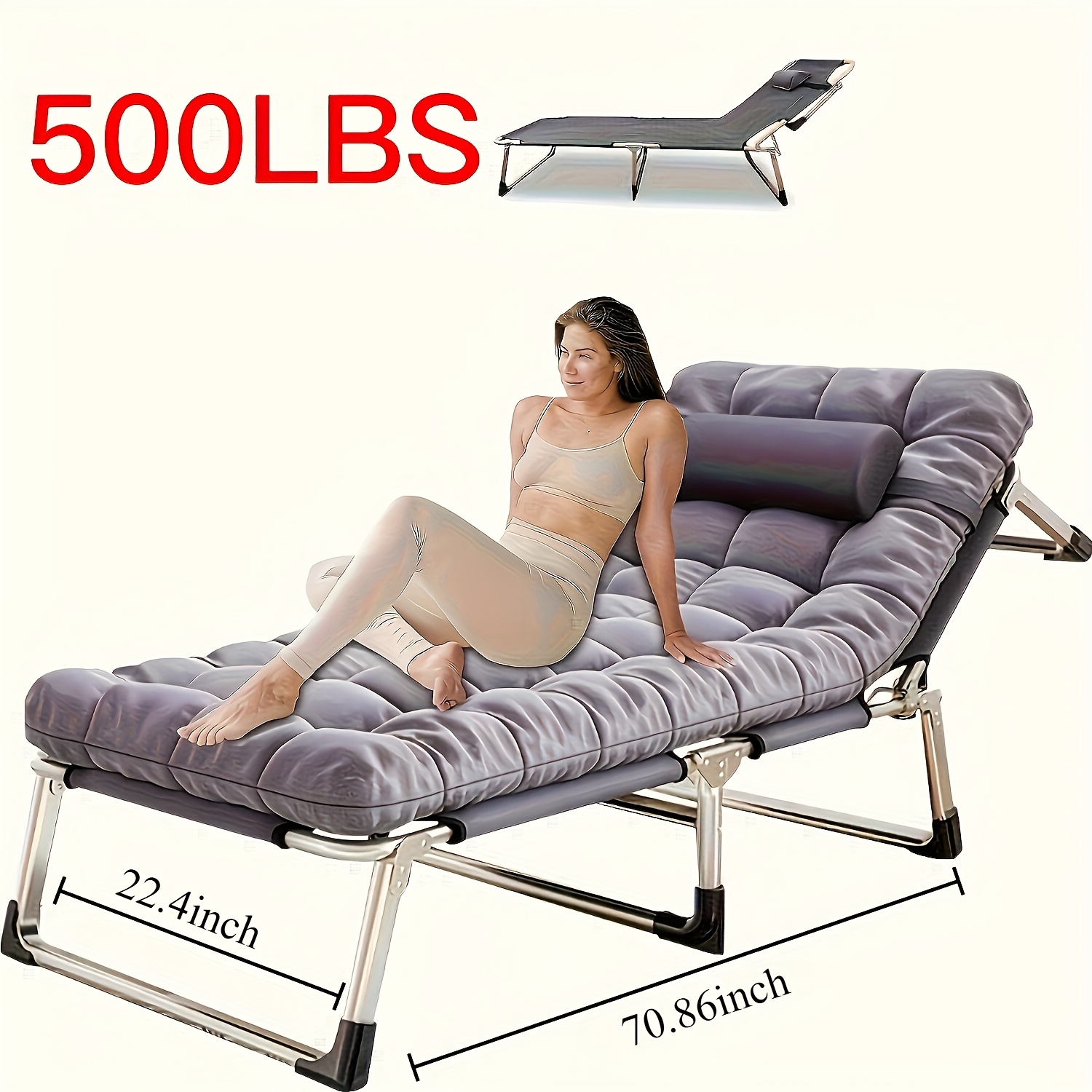 "TITAN Heavy-Duty camping Bed with Flip-Up Mattress | 600LB Ultra-Supportive Stand | 74-Inch Portable Camp bed & Guest Bed for Adults" 10 "TITAN Heavy-Duty camping Bed with Flip-Up Mattress | 600LB Ultra-Supportive Stand | 74-Inch Portable Camp bed & Guest Bed for Adults" - Image 10