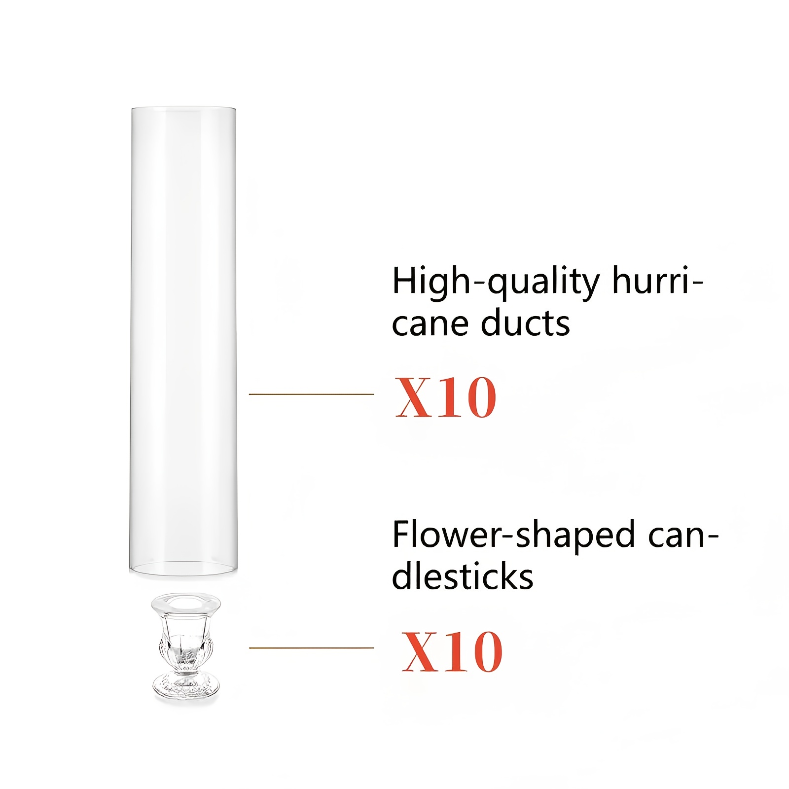 Image of 2pcs/6pcs/10pcs Hurricane Glass Candle Holders For Taper Candles With Windproof Glass Covers, Suitable For Wedding Table Centerpieces And Home Decor