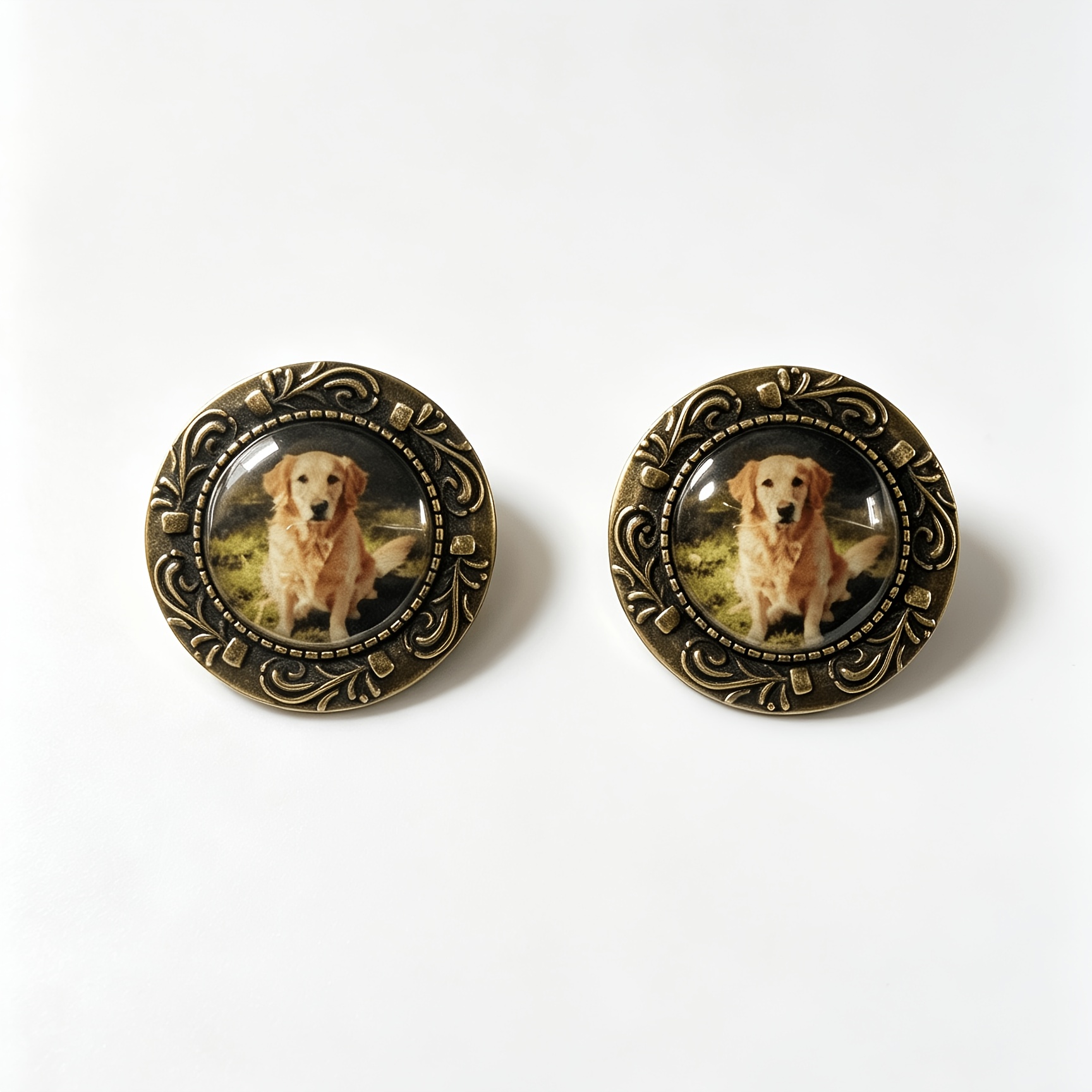 TEMU 2pcs Customizable Vintage Badges, Personalized With Family, Couple, Or Pet Photos, Suitable For Clothing, Backpacks, And Daily Accessories.