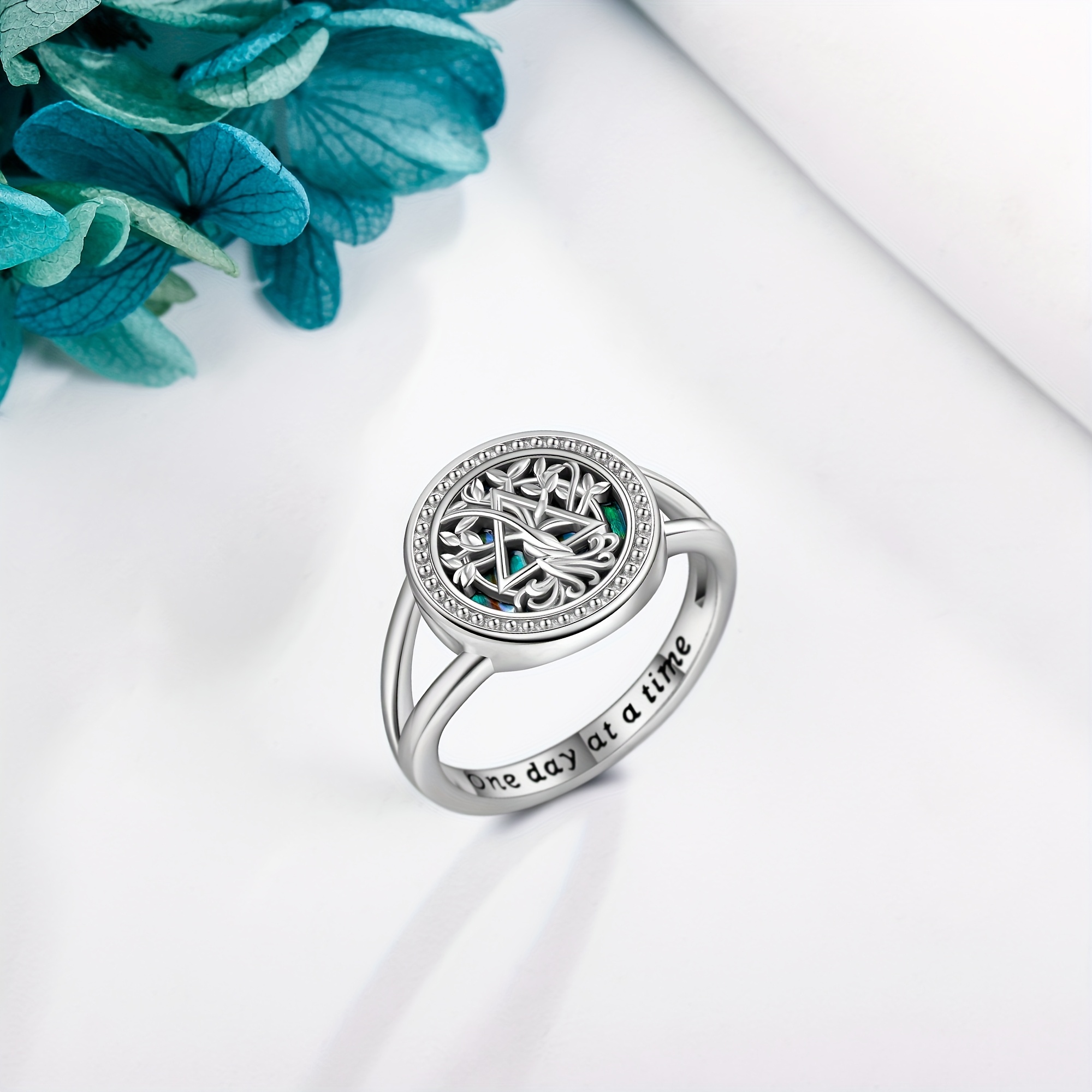 Women's Sobriety 925 Silver AA Tree of Life Ring