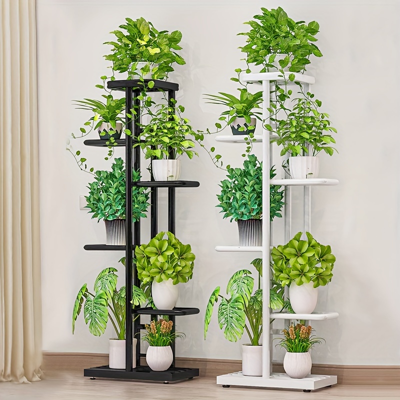 

1 Pack, 5-tier/7-tier Metal Plant Stand, Indoor/outdoor Garden Shelf, Multi-layer Potted Plant Rack, Versatile For Living Room, Balcony, And Bedroom, Home Decoration Organizer, Black/white