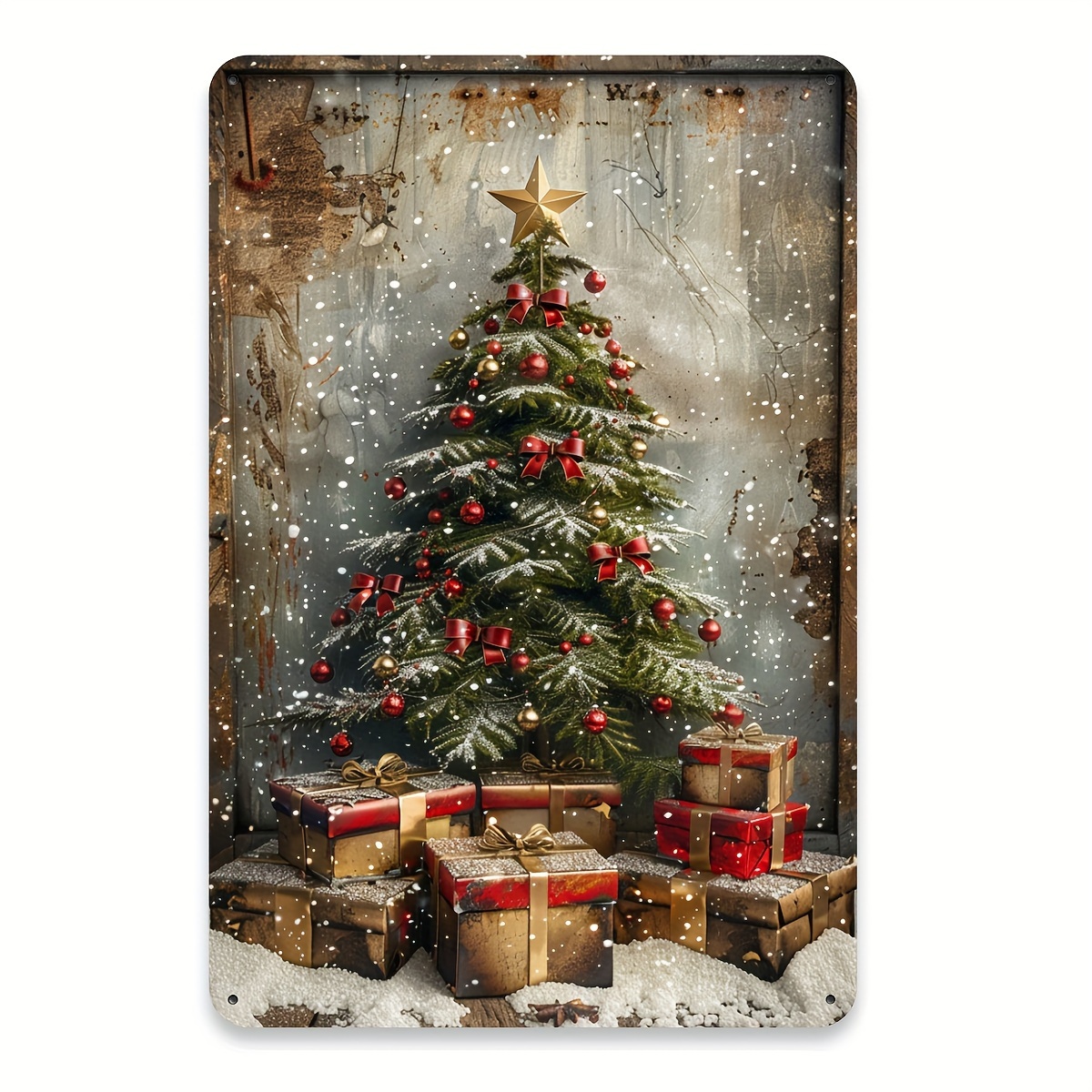 

8x12 - & Christmas Tree Metal Tin For , , , Or Decor