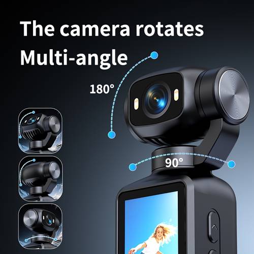 4k 2k ultra hd mini rotatable lens camera for and daily life recording portable video recording 2 screen 180 90 adjustable angle built in fill light anti shake stabilization 1800mah battery