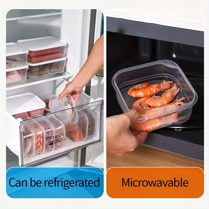 4pcs set 42oz stackable refrigerator storage containers with lids bpa free pp   meat fruits veggies freezer microwave safe dishwasher friendly kitchen organizer details 5