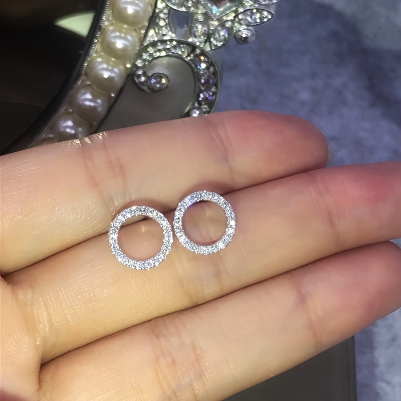 Women's Elegant Copper Circle Drop Earrings with Synthetic Cubic Zirconia