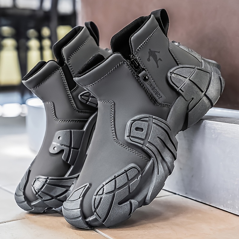 TEMU Men's High-top Boots With Comfortable Lining, Breathable, Lightweight, Wear-resistant, , For Outdoor Hiking, Camping, Mountaineering, And
