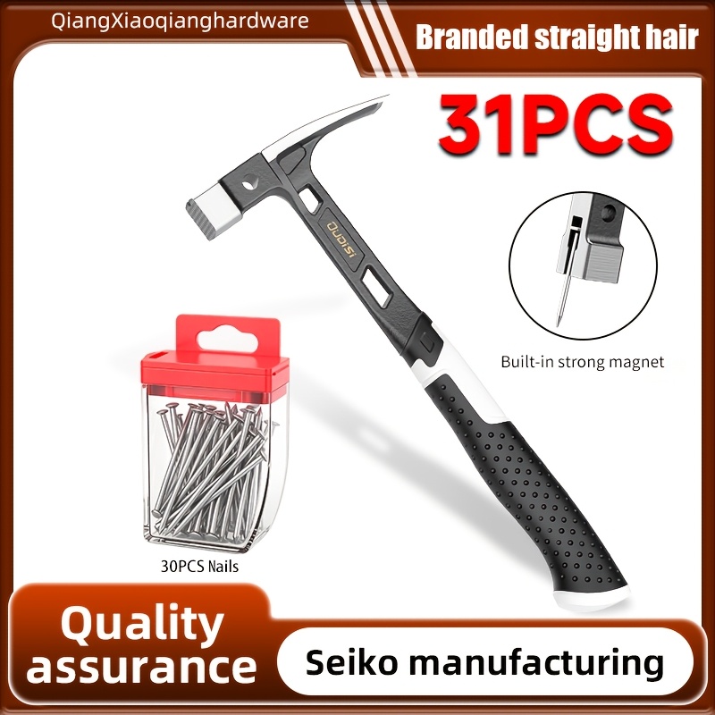 TEMU Oudisi Heavy-duty Multifunctional Sheep Horn Hammer With Pry Bar - Professional - Hand Suitable For Block Construction, , Masonry, Carpentry & -