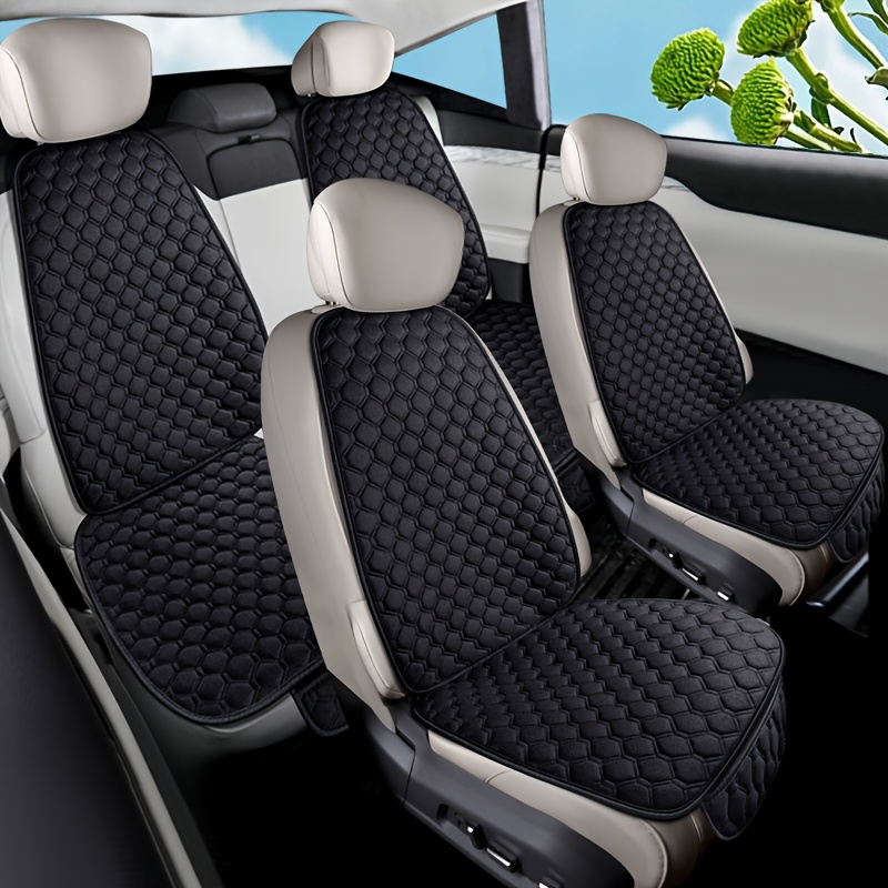 TEMU 7pcss (front 4pcs And Rear 3pcs) [full Car 7pcs Set] Car Seat Covers, Linen Texture, , Comfortable And Breathable, No Tying Required, Front