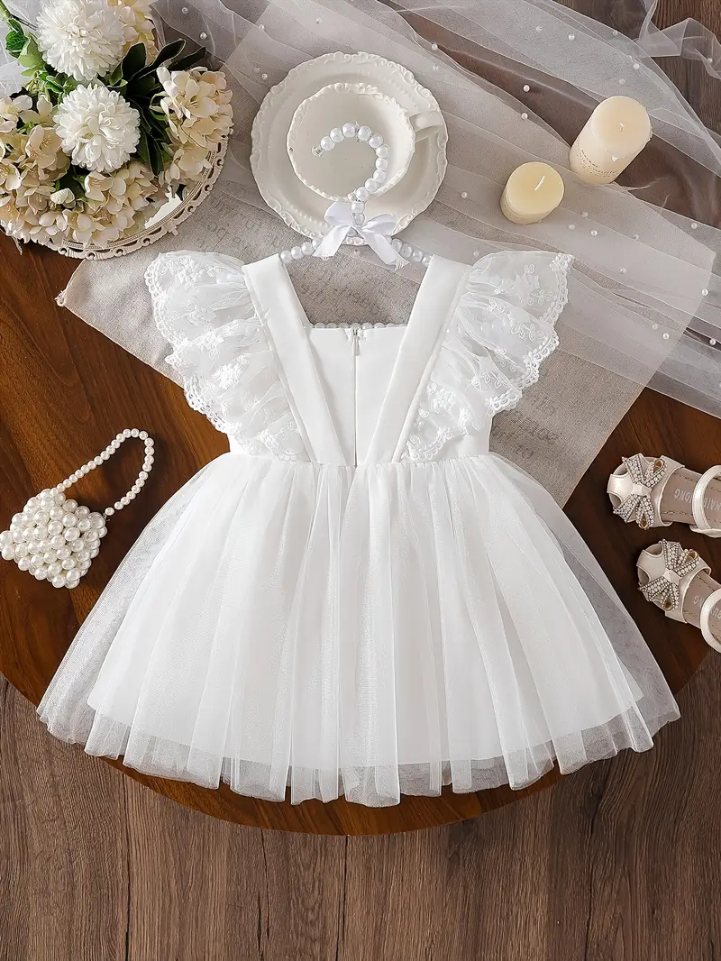 newborn formal dress Natural Silk Dress for Girls, Below the Knee Baby Gown With Collar, Toddler Lace Robe With Short Sleeves, Newborn Minimalistic Formal Outfit