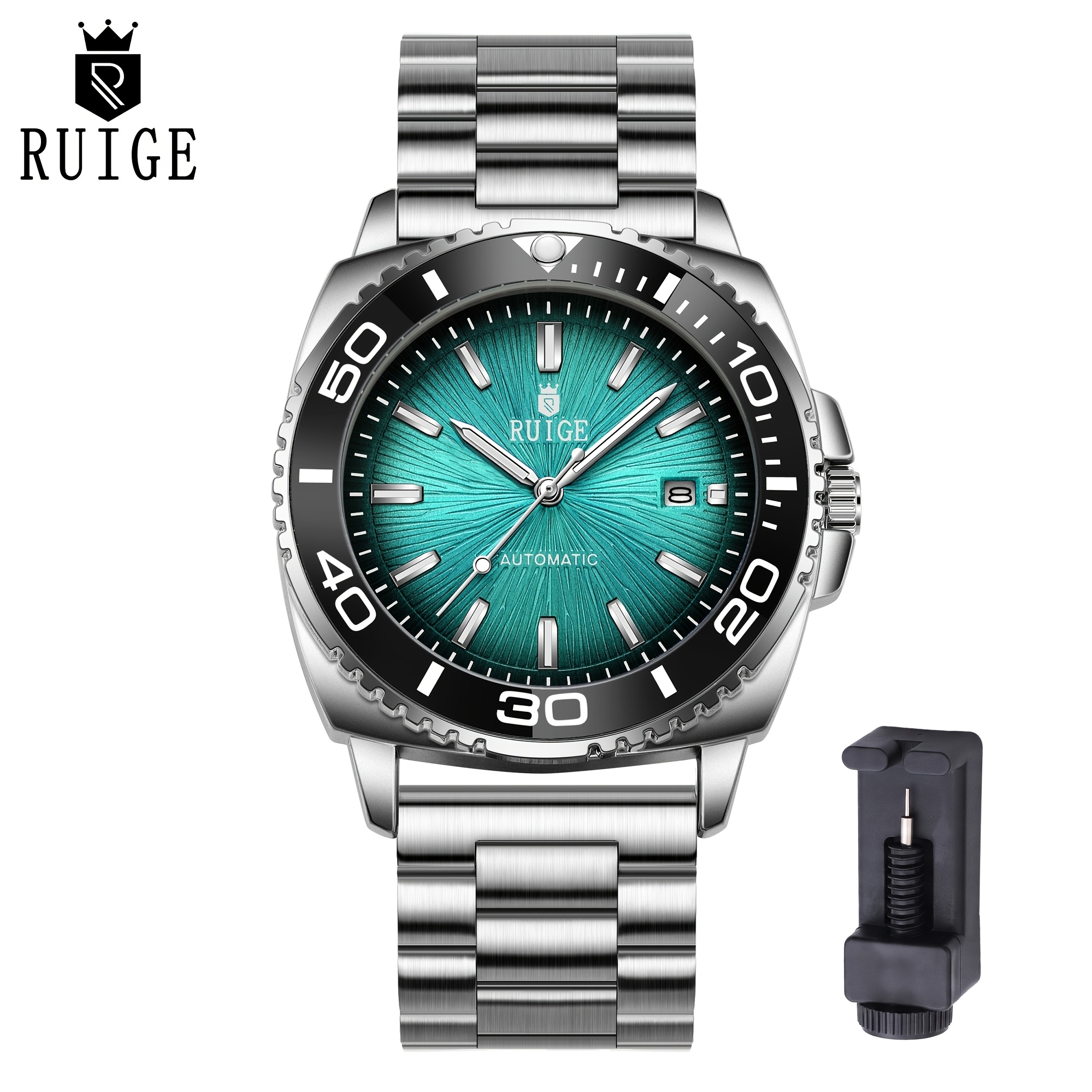 Image of Ruige Men's Fashion Automatic Mechanical Watch Stainless Luxury Large Dial 42mm Men's Business Gift Wristwatch
