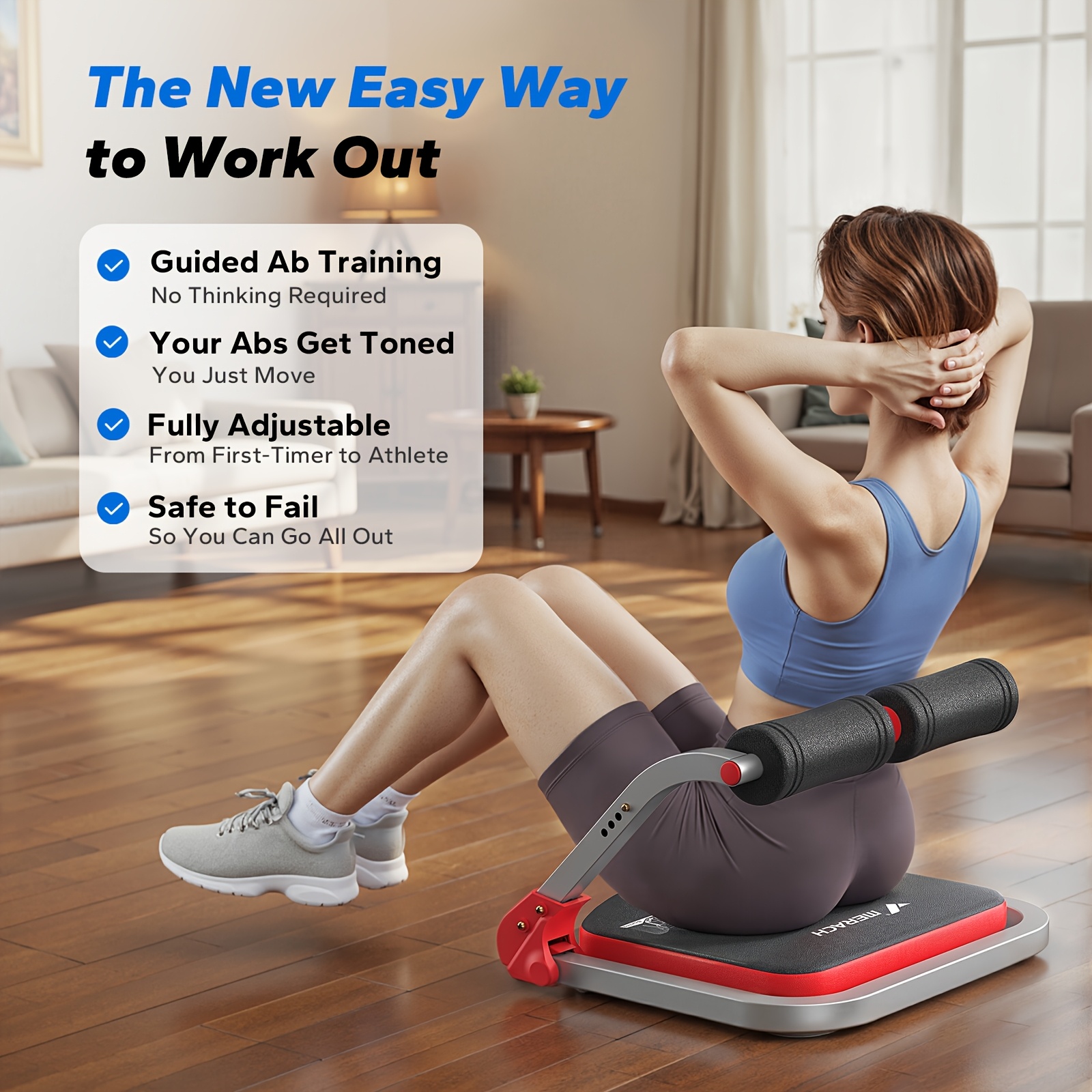 MERACH Foldable Abdominal Trainer with Adjustable Resistance, with High Resilience Foam, Cervical Spine Safety, Multi-Functional Exerciser for Shoulder/Back/Legs - Image 9