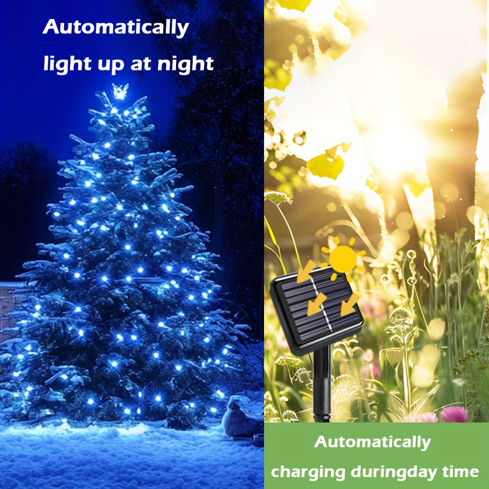 adjustable solar string lights white blue led for tree christmas wedding room decorations details 9