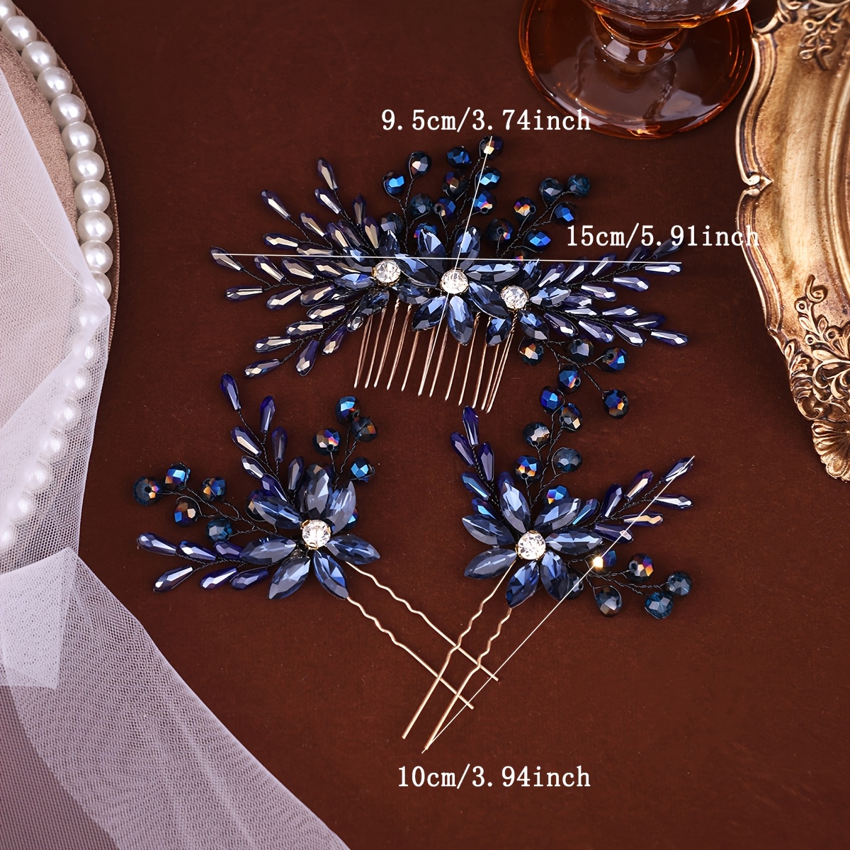 Navy Blue Comb And Case Set - Portable Travel Comb With Protective Pouch