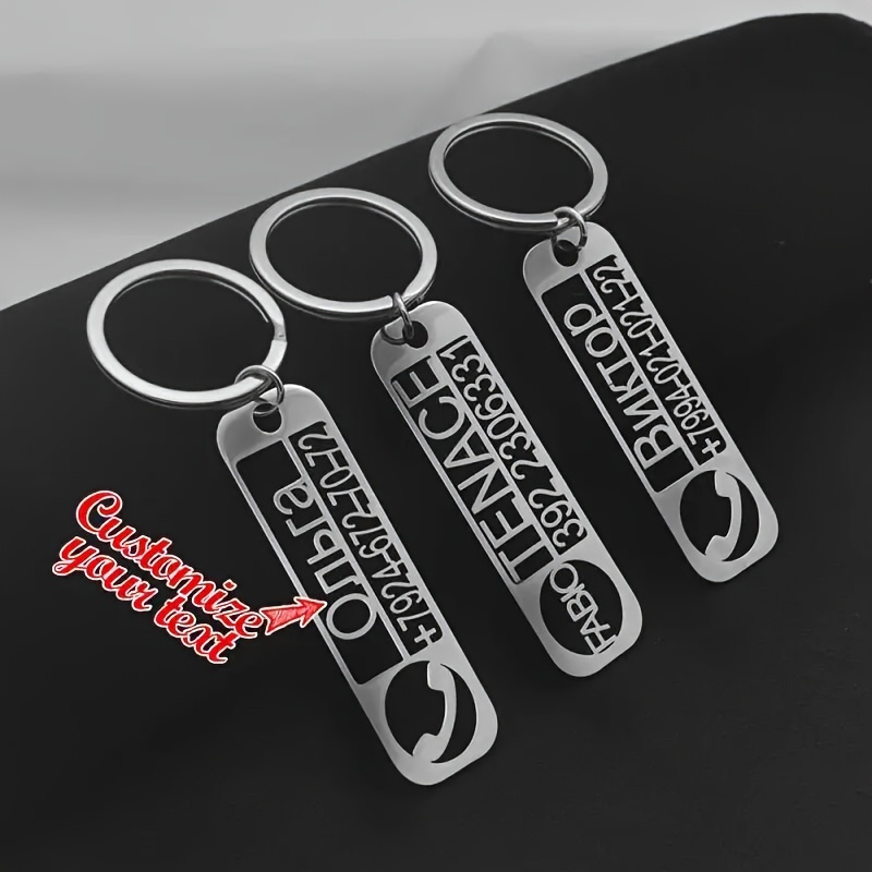 Personalized Stainless Steel Keychain, Custom Name & Message