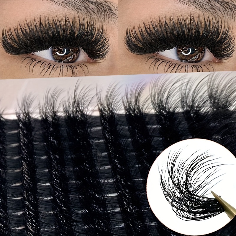 

100d+120d Fluffy Diy Eyelashes 320 Bundles - Natural Fluffy Russia Individual Eyelash For Makeup 10-18mm Extension Kit