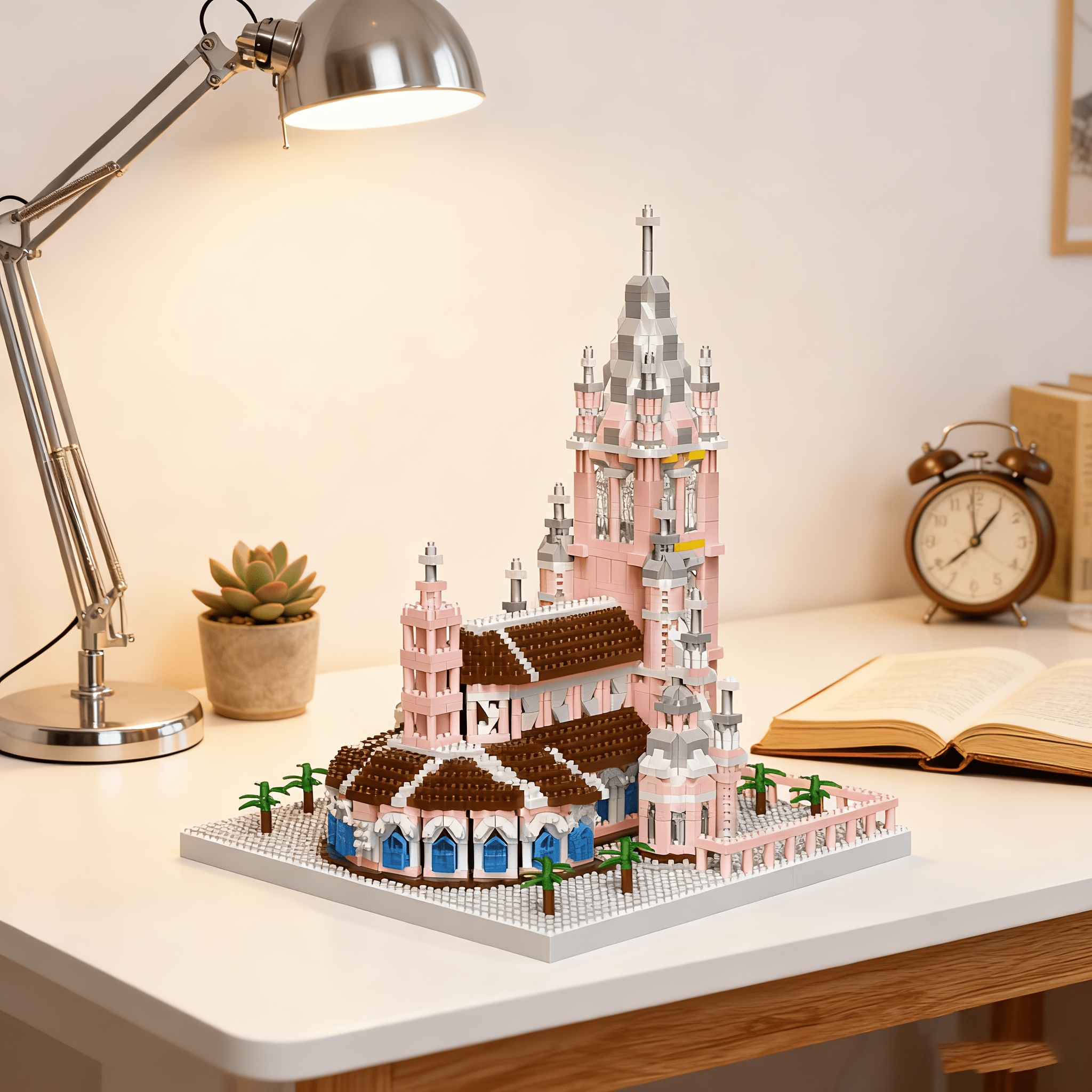 Romantic Pink Church 3D Building Block Assembly Model