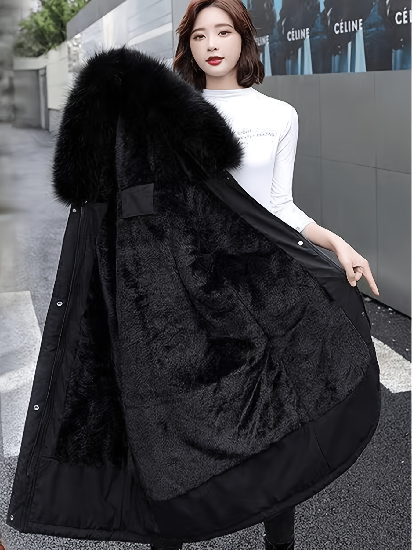 Women's Faux Fur Collar Hooded Parka