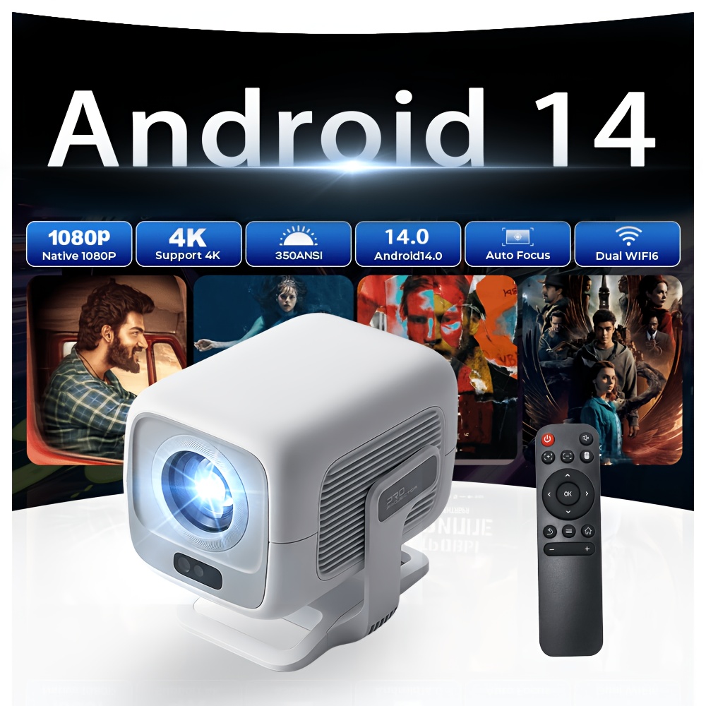 TEMU Mini projecteur WEMI X3AQ - Native 1080P, Décodeur 4K, Double WiFi6 & Wireless 5.0, automatique & Correction trapezoidale, de 3,3 mètres, 350