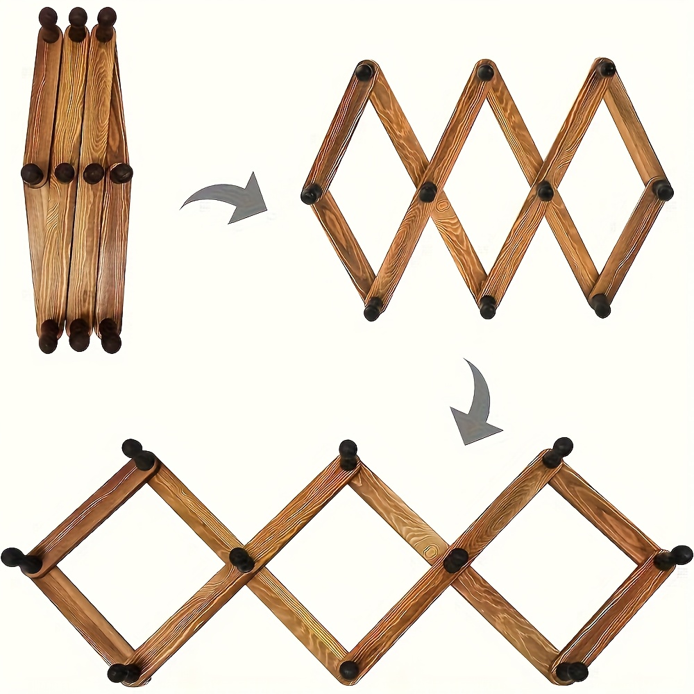   bear 1 ud. percha de madera expandible, con 10 ganchos tipo   para colgar en la pared, para colgar sombreros, gorros, ropa, toallas, ganchos de pared, decoración  , decoración de otoño, decoración navideña, decoración de la habitación, decoración  , decoración de otoño, decoración del dormitorio