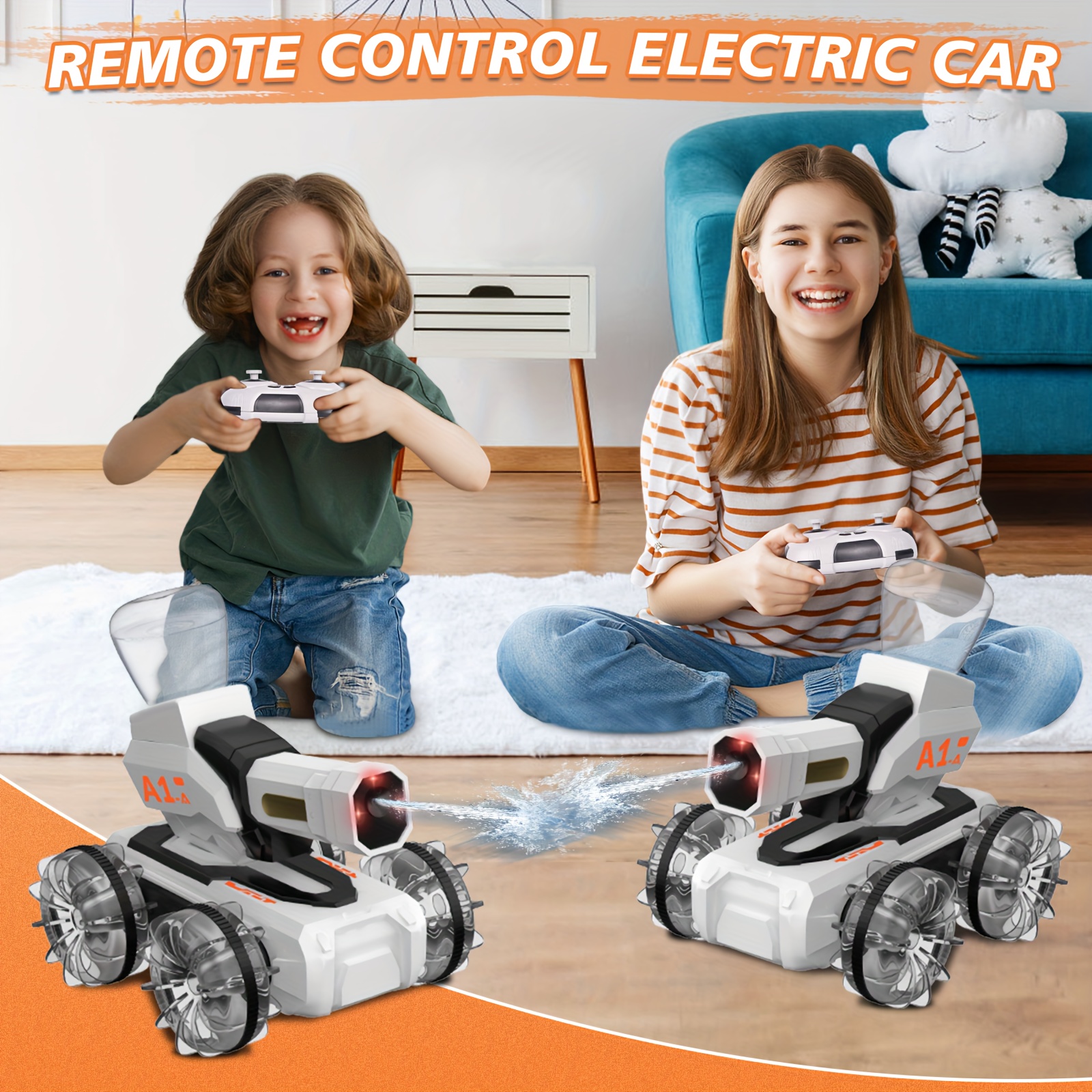 A Super Cool Remote Control Battle Car Amphibious Shooting Tank Waterproof Water Electric Toy Suitable For Children To Fight And Play Rotating Off-road Climbing Car