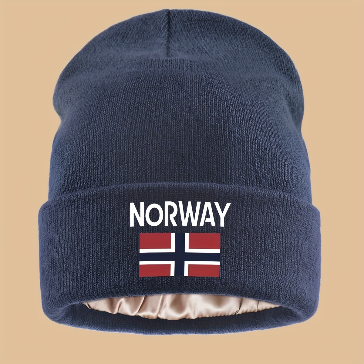 TEMU 1pc Norway Flag Printed Beanie | Lightweight, Comfortable, Unisex, Ideal For Daily Wear, Travel, Shopping, And Gifting