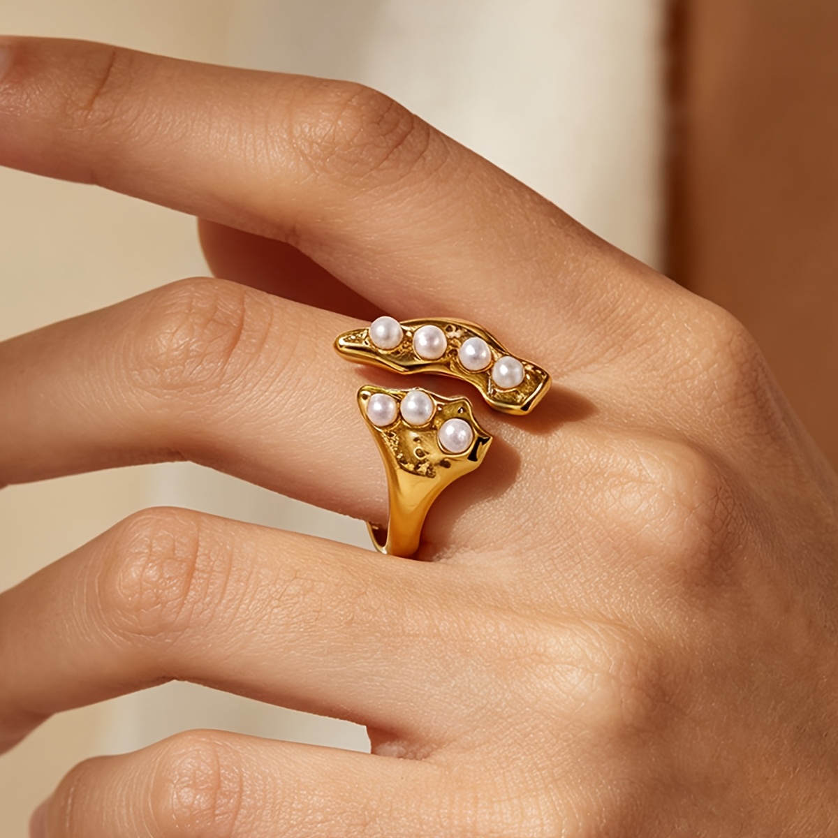 Women's Fishtail-Shaped Wide-Band Ring, 18K Gold-Plated