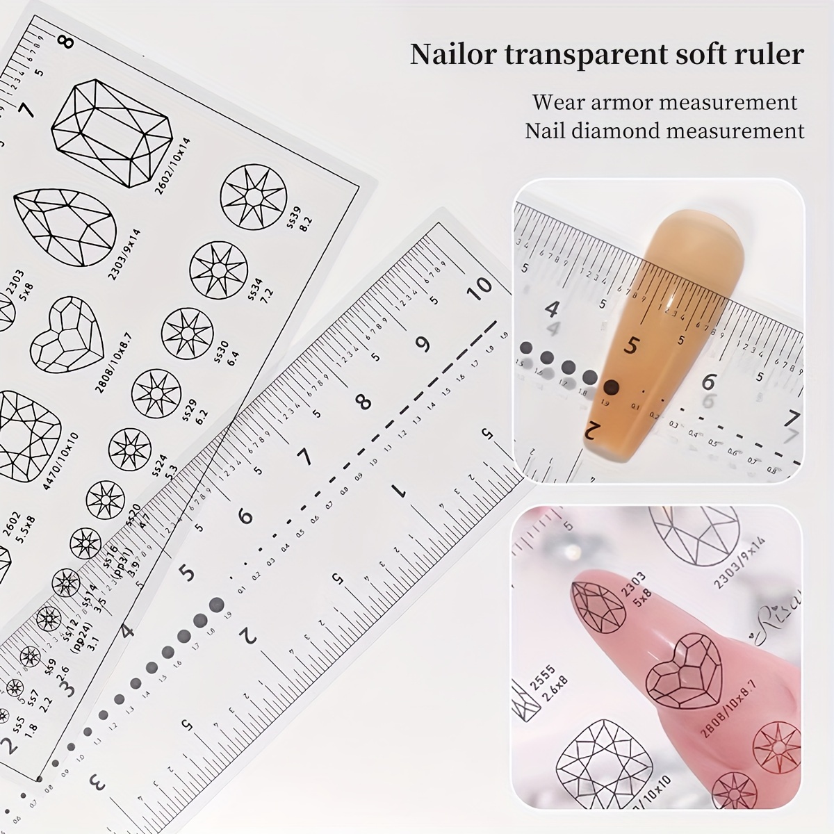 

2-pack Bendable Transparent Nail Ruler, Ultra-thin Soft Ruler For Precise Measurement Of Nails And Nail Art Accessories, Multi-functional Clear Scale Card - Unscented, Tools & Accessories.
