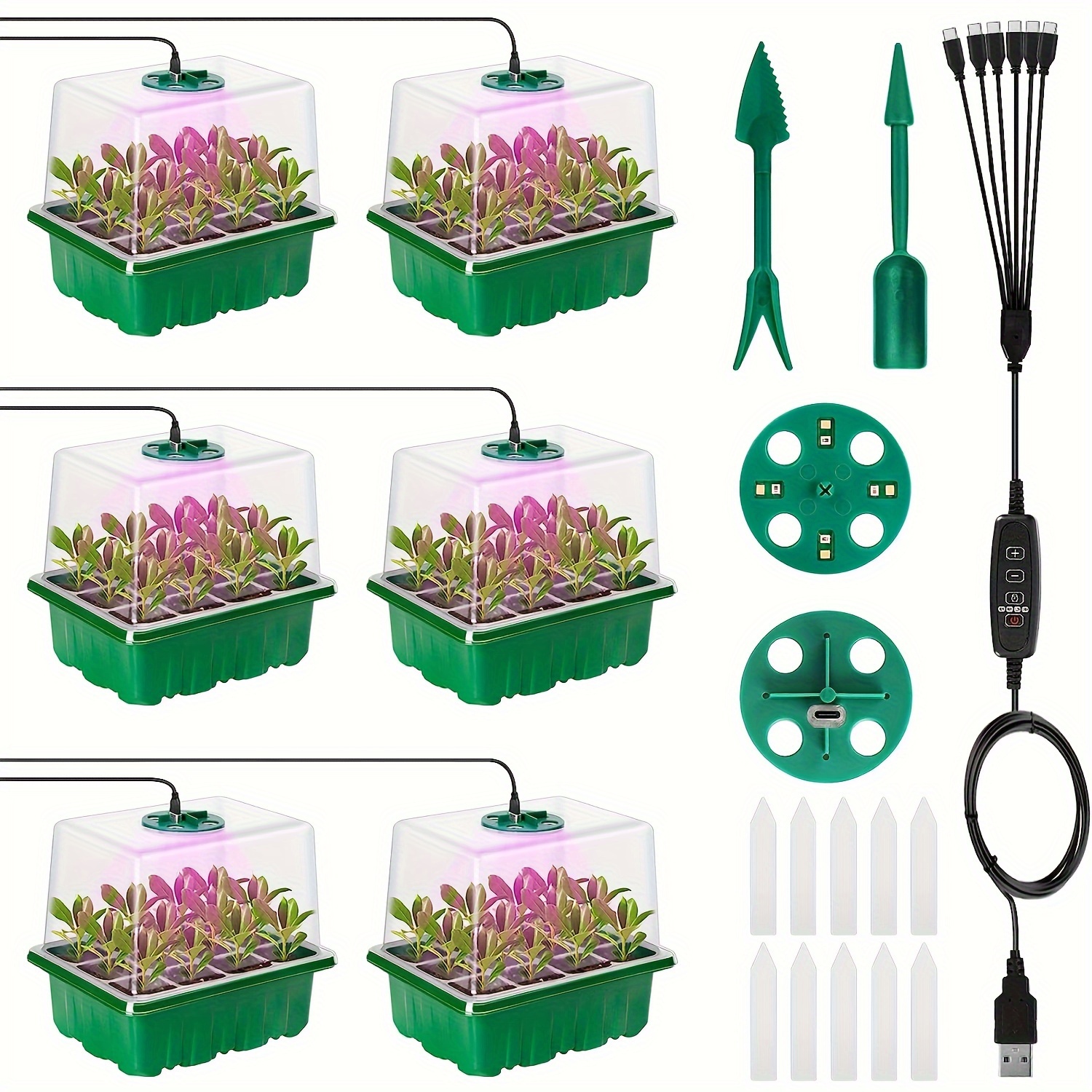 

4pcs/6pcs Full Usb Timed Dimming Led Light Seedling Box Planting Box With Light (without Power)