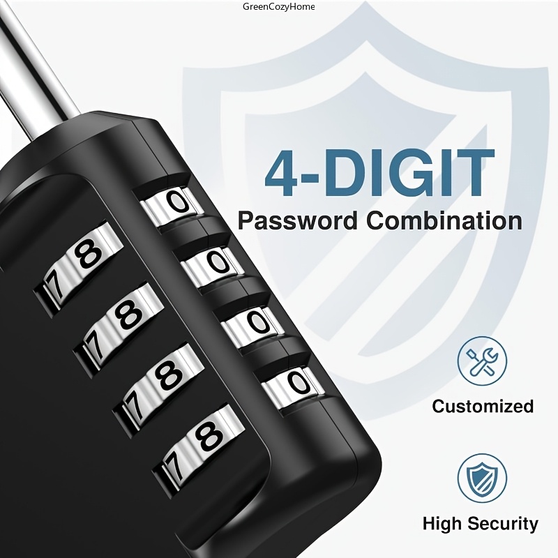 Temu – TEMU 4-digit Locker Combination Lock Secure Outdoor Padlock For Gym Lockers, Toolboxes, Gates, Fences, Storage, , Cabinets (silver)